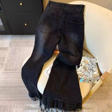 Vintage Wide-Legged Jeans Women Spring And Autumn New High-Waisted Loose Thin Trumpet Trousers