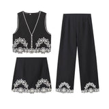 New Station 2025 Summer New Designer Small Embroidered Vest Trousers Two-Piece Set