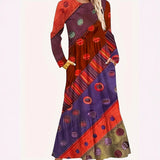 Large-Size New Wish Spring Round-Collar Explosion Casual Fashion Long-Sleeved Print Long Dress Girl