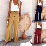 2025 New Women's High-Waisted Long-Term Cotton-Sight Broad-Legged Trousers Loose And Relaxed Casual Broad-Legged Women