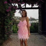 Fashion Lysing Shiny Birthday Party Feather Splicing Dress Dress Dress