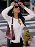 2025 New Women's Sexy Cardigan Street Long-Sleeved Top Solid Color Cardigan Knitwear