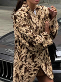 Brown Print Long-Sleeved Blazer 2025 Autumn New Temperament Commuting Waist Jacket