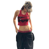 Women's 2025 Summer New Jennie With The Same Hottie Printed Vest High-Waisted Straight Casual Pants