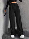 New Hanging Mop High-Waisted Trousers Loose Temperament Straight Women's Niche Design Solid Color Trousers