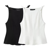 Black And White Skirt Body-Body Butterfly Strap Sling 2025 Spring And Summer Sleeveless Short Vest Woman