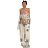 2025 Summer New Women's Hot Girls Street Fashion Fashion Graffiti Print Loose Sweatpants