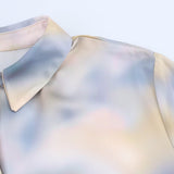 Unique Long-Sleeved Top Women's Spring 2025 New Dopamine Color Dizzled Chiffon Sleeve Shirt Set