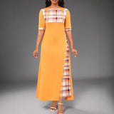 A Large Number Of 2025 New Dress Burst Round Collar Bump Color Sleeve Irregular Long Dress
