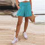 2025 Women's Hot Selling Solid Color High-Waisted Elastic Shorts Tight Waist Wide Leg Slacks