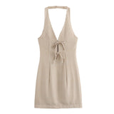2025 Summer New Women's Decoration Bare Back Hanging Neck Sling Dress
