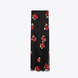 2025 Summer Black Rose Dress Women's New Korean Sling Dress Skirt Half Dress