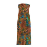 Women's Clothing 2025 Spring New Fashion Temperament Print Net Embossed Fan Flute Dress