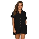 Fashion Women's Clothing 2025 Spring And Summer New Ebay Hot-Selling Collar Shirt Button-Button Jumpsuit