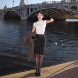 French High-Waist Wave Knitted Knitted Hip Skirt Girl Summer Slim Slim Thin Little Hot Girl Fishtail Short Skirt