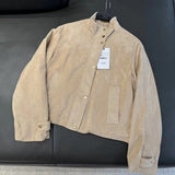 Spring 2025 New Women's Velvet Texture Effect Collar Long-Sleeved Jacket Work Jacket
