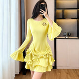 Vintage Red Velvet Sling Dress Woman Irregular Opening Sexy Bag Hip Heavy Industry Dress Dress 0453