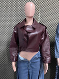 Autumn 2025 New Women's Fashion Simple Retro Locomotive Jacket Collar Long Sleeve Short Jacket