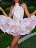 Spring 2025 New Women's Fashion Dress Sexy Bare Back Hanging Neck Repair Dress