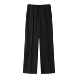 Multi-Color Double-Sided Cloth Body Round-Neck Long-Sleeved Head-Dressed Tight High-Waisted Straight Trousers Casual Suit Woman