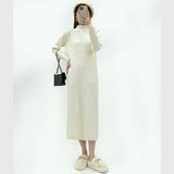 Autumn And Winter With Coat Sweater Dress Women Loose Fashion With Medium And Long Bottoming Over The Knee Knit Dress