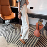 White High-Rise Water Wash Cotton Casual Suit Pants Women's Summer Thin Loose Straight Broad Leg Pants Feel Nine-Point Pants