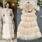 French Light Luxury Famous æÂ Heavy Industry Embroidery Embroidery To Close The Waist Net Velvet Pong Pong Dress Female Thin Temperament Elegant Dress