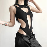 2025 Summer Women's New Solid Color Sexy Hottie Fashion Hollow Splicing Repair Slim Thin Dressing