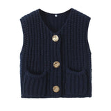 2025 Autumn Street Shirt Fashion Cute Crochet Wool Vest Knitted Thick Knitted Vest Women's Clothing