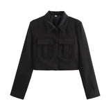Spring 2025 New Women's Double Pocket Coat Top + Pants Suit