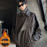 Direct Selling Collar Velvet Version Of The Locomotive Leather Men's Autumn And Winter Leisure Leisure Loose Senior Sense Men's Jacket Tide