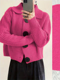 New Women's Loose Korean Version Of Fashion Casual Big Collar Knitted Cardigan Coat