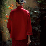 New Chinese Cheongsam Toast Suit 2025 New Retro National Style Wedding Dress Engagement Dress Long Sleeve