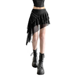 Fashion Trend 2025 Summer Women's New Solid Color Hottie High Waist Side Design Irregular Skirt