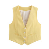 2025 Summer New Women's Street Fashion Leisure Vest 15 Color V Collar Vest