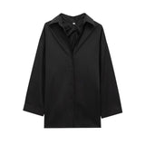Women's Clothing 2025 Spring New Temperament Fashion Back Folding Loose Long-Sleeved Casual Shirt