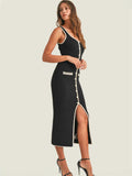 Summer Famous Wind Sling Dress Sexy Hottie Repair Button Open Design Style Hip Dress