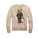 25 Autumn Explosion Wool-Blend Cartoon Bear High Quality Autumn And Winter Sweater Female Blue Collar Casual Knitting