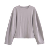 Casual Sports Solid Suit 2025 Spring Double-Sided Cloth Collar Collar Jersey Elastic High-Waisted Trousers Woman