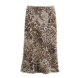 2025 Autumn New Women's Fashion Silk Silk Texture Multi-Color Printing Fan Flute Skirt