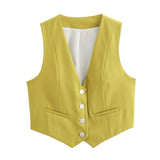 2025 Summer New Women's Street Fashion Leisure Vest 15 Color V Collar Vest