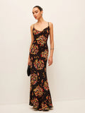 Autumn/Winter 2025 New Sling Print V-Necked Trousers Short-Sleeved Women's Waist French Jumpsuit