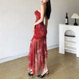 Spring 2025 New Women's New Chinese Style Irregular Sling Boobs Open Year-War Robe Dress