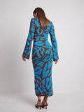 New Women's Sexy Knitted Leopard Print Long-Sleeved Dress Sweater Long Dress