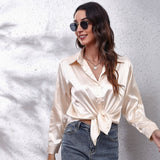 Colored Shirt Women's Denswear Simulation Silk Long-Sleeved Shirt New Women's Clothing
