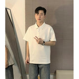 Fashion Short-Sleeved Men Polo Shirt Handsome Summer Hip Men's Shoulder Shirt Collar T-Shirt Niche Cotton Five-Sleeve