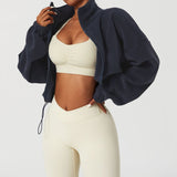 Sports Coat Olympic Grain Velvet Autumn And Winter Collar Loose Pumping Rope Zipper Sweater Fashion Hot Girl Dress Thicken