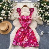 Small French Design Three-Dimensional Flower Net Embroidery To Recupers With A Sling A-Word Dress Skirt