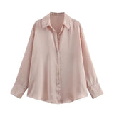 New Women's Clothing In Autumn 2025 20 Color Buff Silk Densate V Collar Long-Sleeved Striped Vertical Shirt