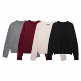 Women's New 2025 Casual Pure Color Long-Sleeved Soft Knitwear